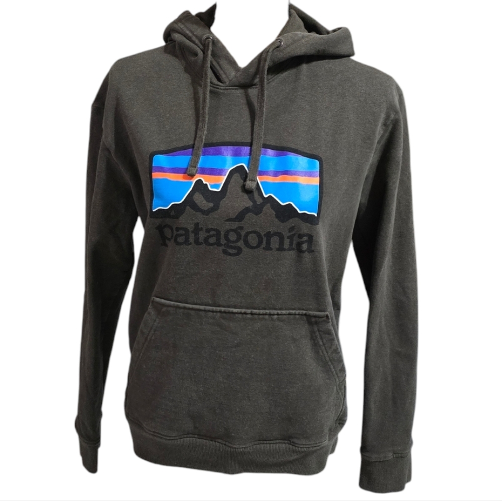 Patagonia Grey Hoodie‎ with Large Logo Size XSmall